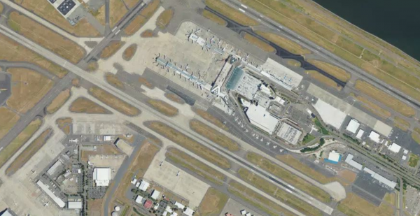 Satellite view of Portland Airport