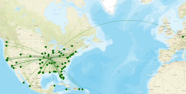 Saint Louis Airport destination map