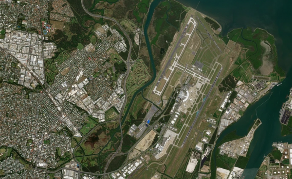 Satellite view of Brisbane Airport