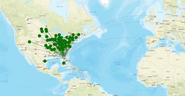 Orlando Sanford Airport destination map