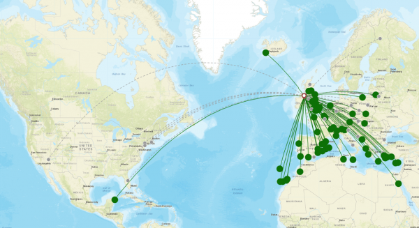 Aldergrove Airport destination map