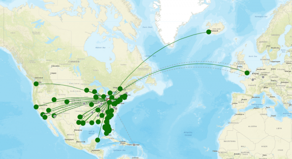 Pittsburgh Airport destination map