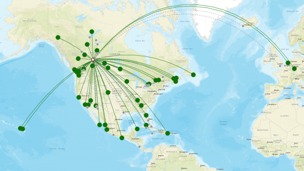 Edmonton Airport destination map