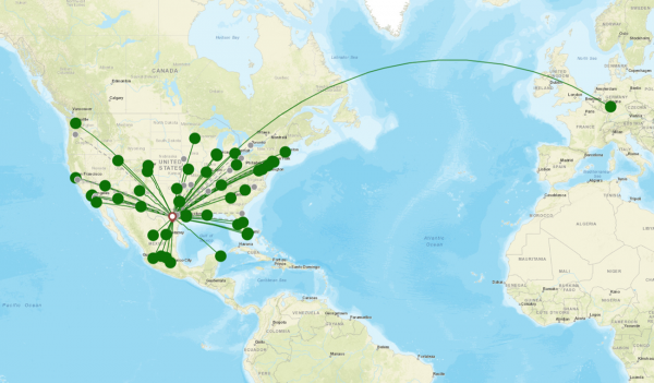 San Antonio Airport destination map