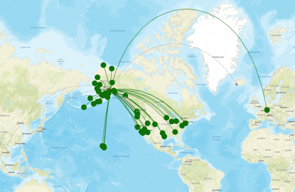 Ted Stevens Anchorage Airport destination map