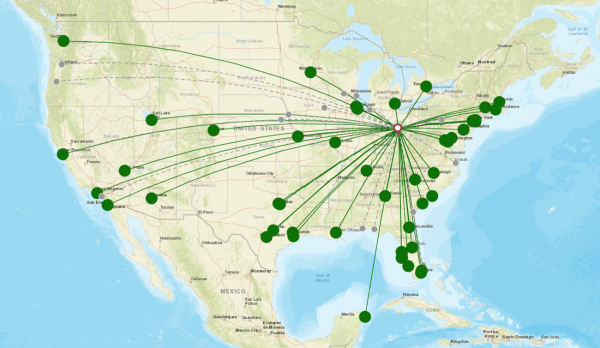 Columbus International Airport destination map