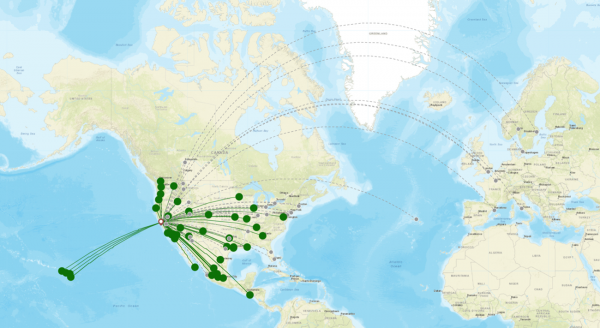 Oakland International Airport destination map