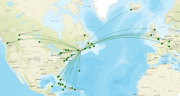 Halifax Stanfield International Airport destination map