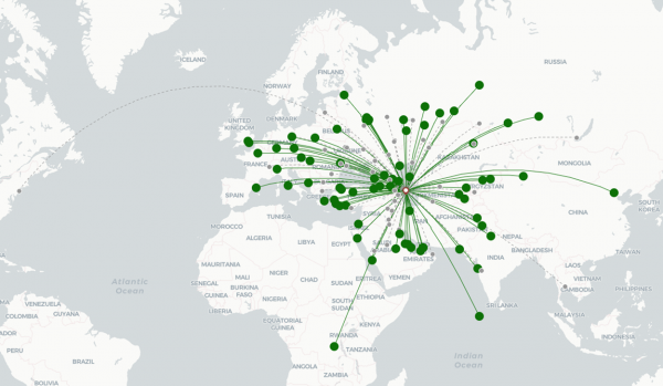 Heydar Aliyev Airport destination map