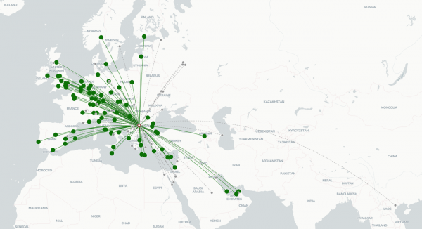 Sofia Airport destination map