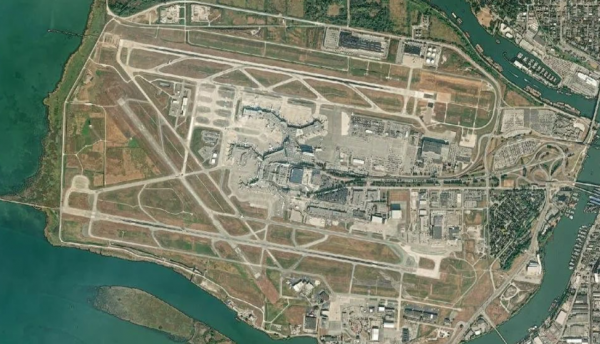 Satellite view of Vancouver Airport