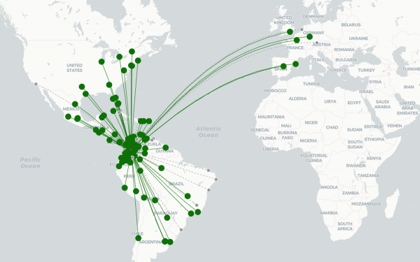 Bogota Airport destination map