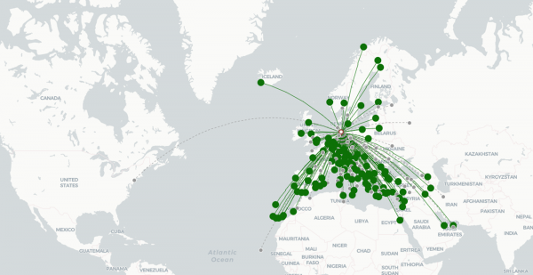 Hamburg Airport destination map