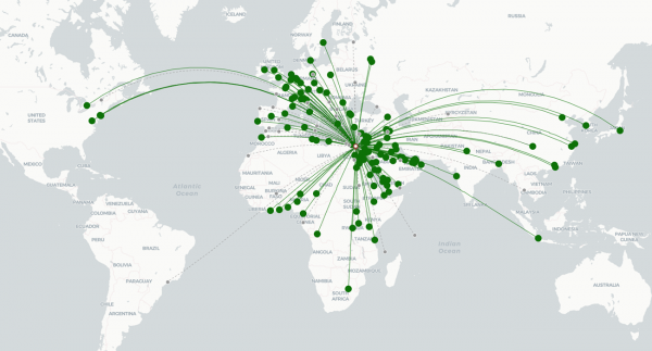 Cairo Airport destination map