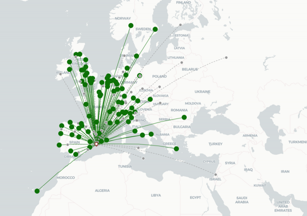 Ibiza Airport destination map