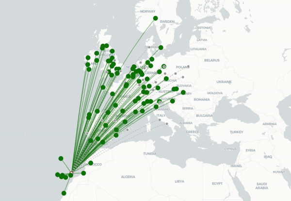 Cesar Manrique-Lanzarote Airport destination map