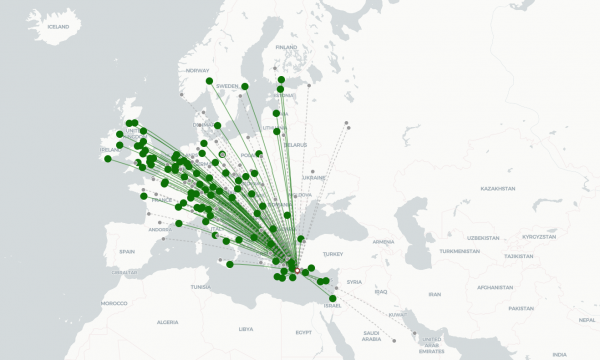 Rhodes Airport destination map