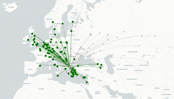 Thessaloniki Airport destination map