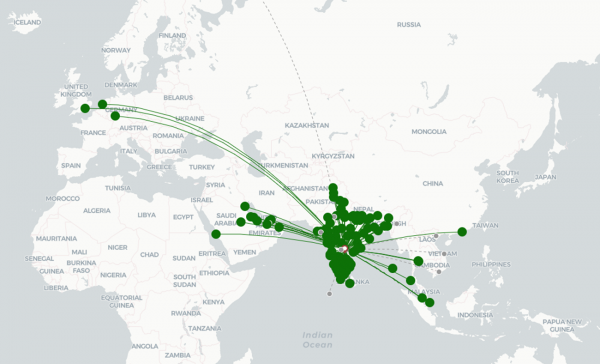 Hyderabad Airport destination map