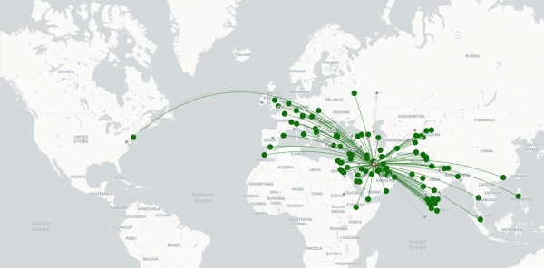 Kuwait Airport destination map