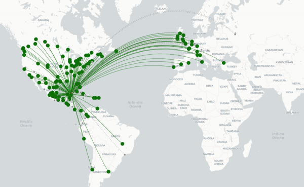 Cancun Airport destination map