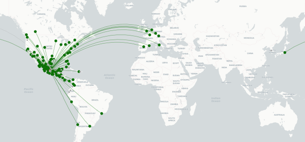 Mexico City Airport destination map