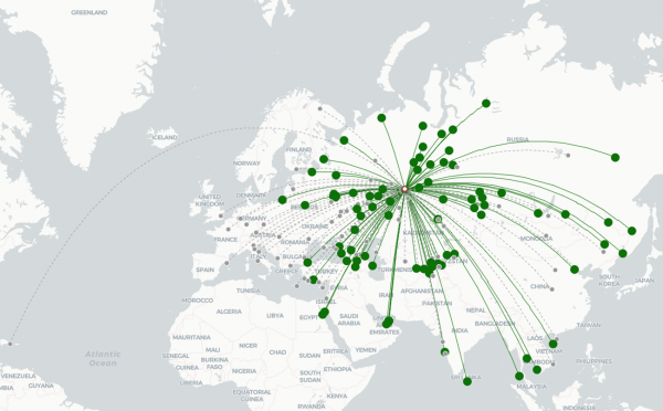 Koltsovo Airport destination map