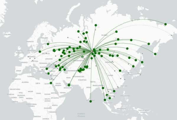 Tolmachevo Airport Novosibirsk destination map