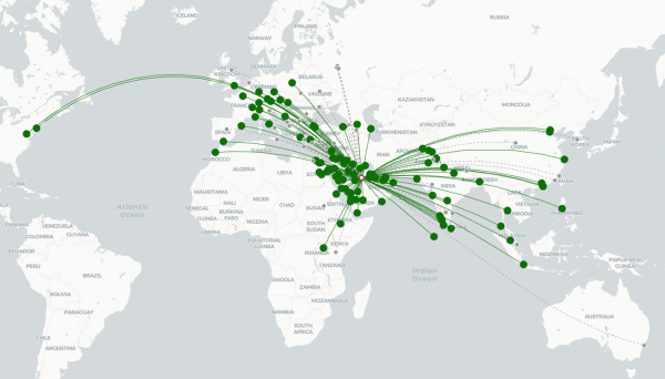 Riyadh Airport destination map