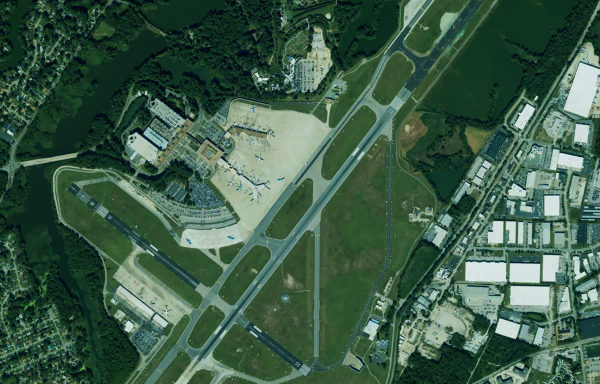 Satellite view of Norfolk Airport