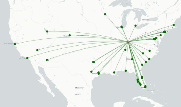 Louisville Airport destination map