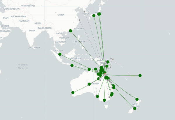 Cairns Airport destination map