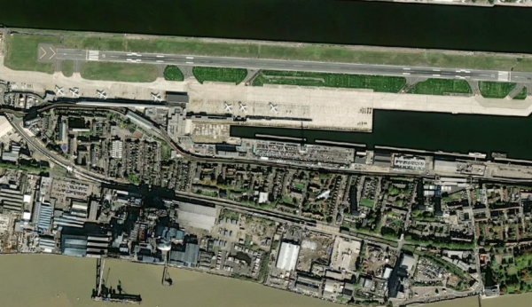 Satellite view of London City Airport