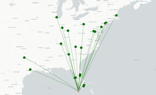 Key West Airport destination map