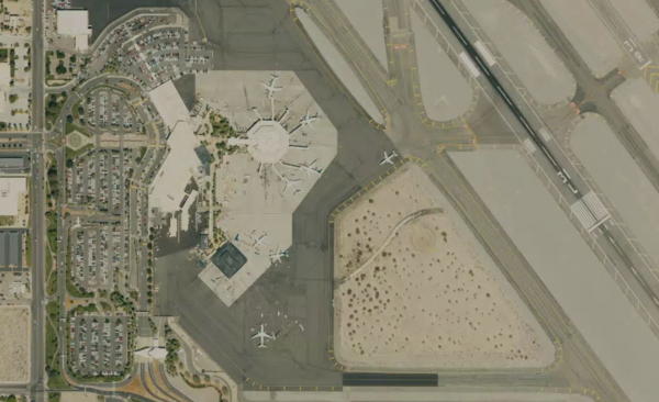 Satellite view of Palm Springs International Airport