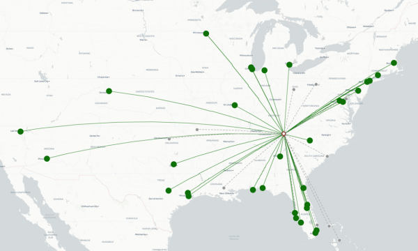 Knoxville Airport destination map