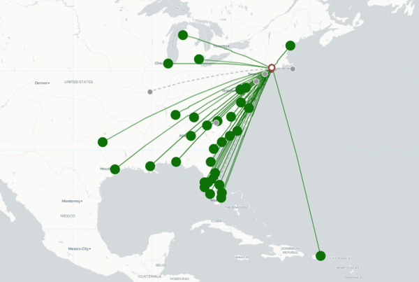 Tweed-New Haven Airport destination map