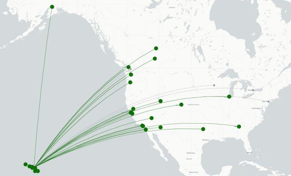 Kahului Airport destination map