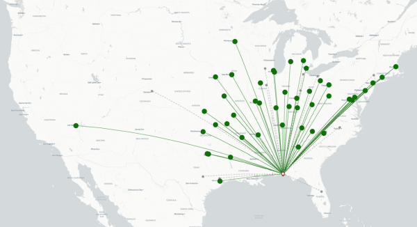 Fort Walton Beach Airport destination map