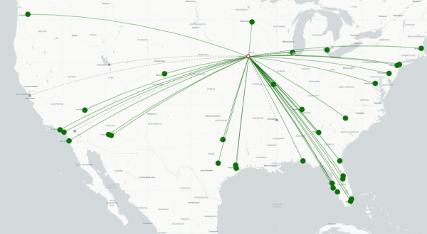 Des Moines International Airport destination map