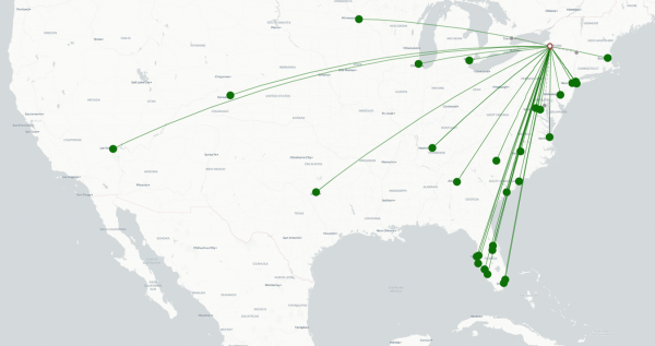 Syracuse Airport destination map