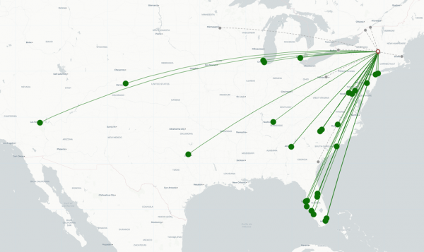 Albany Airport destination map