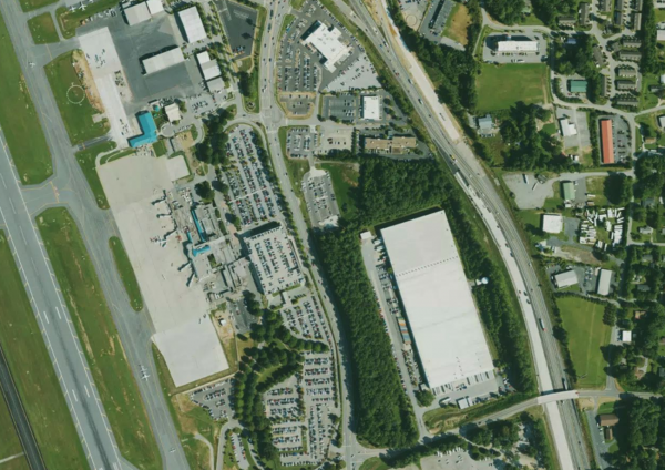 Satellite view of Asheville Regional Airport