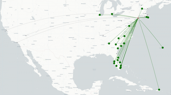 Westchester County Airport destination map