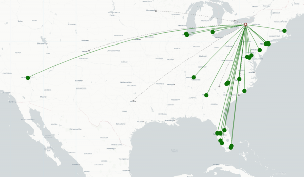 Rochester International Airport destination map