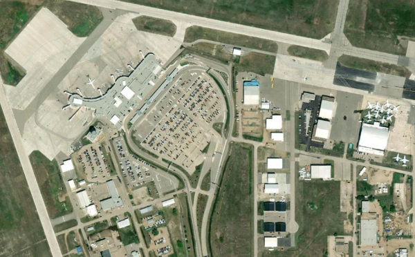 Satellite view of Saskatoon Airport