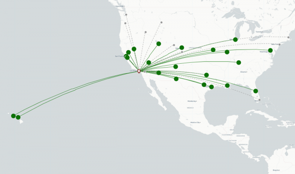 Long Beach Airport destination map